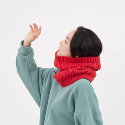 Lulu Cable Knitting Warm Neck Gaiter / Red 6枚目の画像