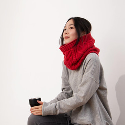 Lulu Cable Knitting Warm Neck Gaiter / Red 7枚目の画像