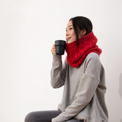 Lulu Cable Knitting Warm Neck Gaiter / Red 8枚目の画像