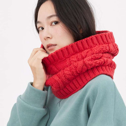 Lulu Cable Knitting Warm Neck Gaiter / Red 9枚目の画像