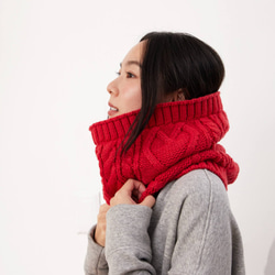 Lulu Cable Knitting Warm Neck Gaiter / Red 10枚目の画像