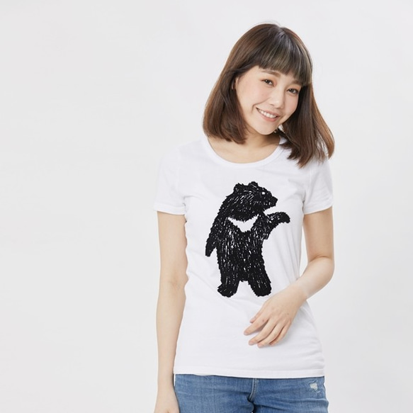 タイワンツキノワグマ ピーチ起毛ソフトコットン・半袖・レディースTシャツ 4枚目の画像