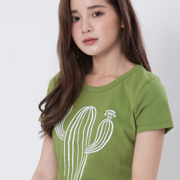 花とサボテン Cotton Women T-shirt 5枚目の画像