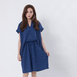 signal tunic dress in check/ Blue 2枚目の画像