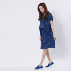 signal tunic dress in check/ Blue 4枚目の画像