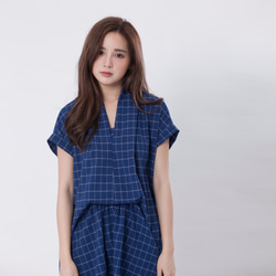 signal tunic dress in check/ Blue 6枚目の画像