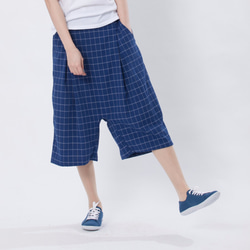 Gary Check wide-leg pants/ Blue 2枚目の画像