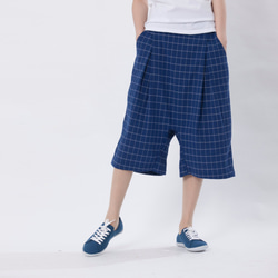 Gary Check wide-leg pants/ Blue 6枚目の画像