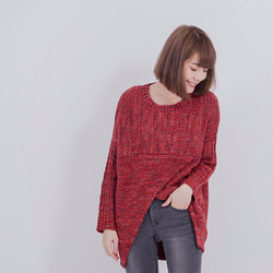 Enid Front Open Knit Sweater /Red 5枚目の画像