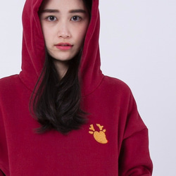 Barbara Warm Winter Fleece Hoody T-shart / Wine Red 6枚目の画像