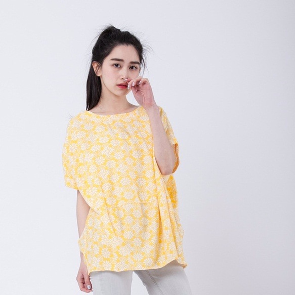 Round Shape Yellow Print Top 2枚目の画像