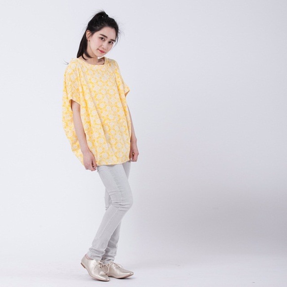 Round Shape Yellow Print Top 5枚目の画像