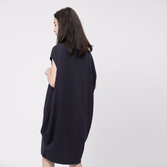 French terry lantern dress / Navy Project009 2枚目の画像