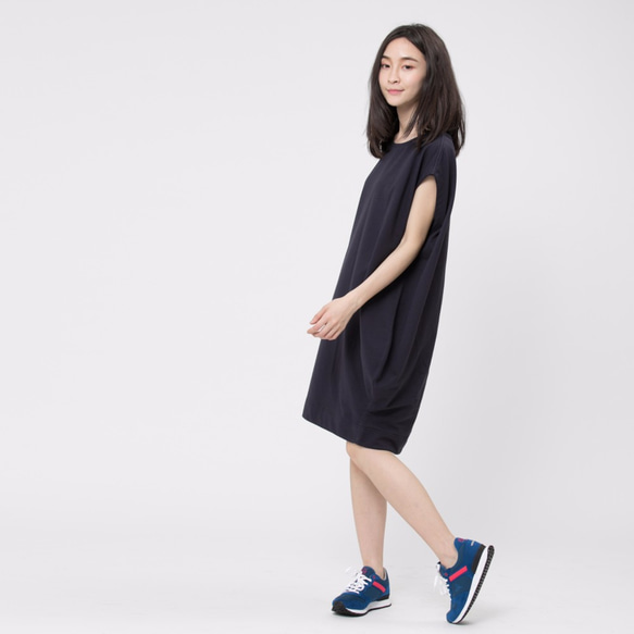 French terry lantern dress / Navy Project009 7枚目の画像