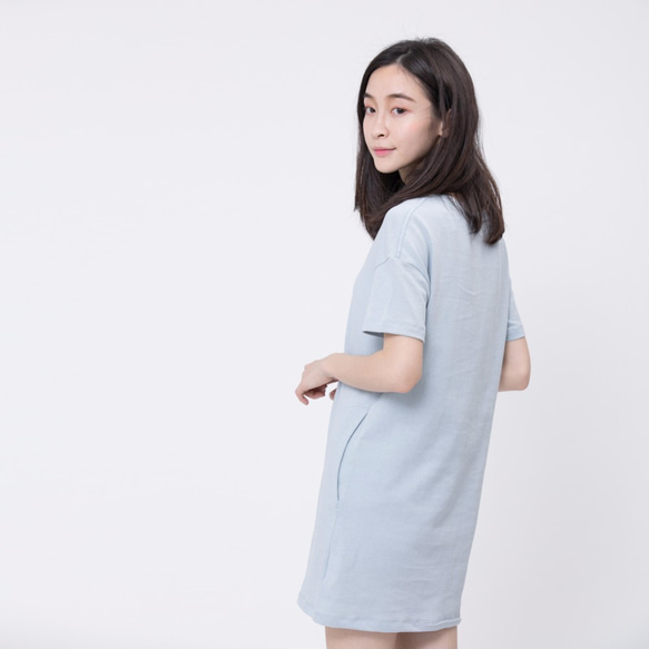 Dry hand feel Cotton Long T-shirt /Blue 4枚目の画像