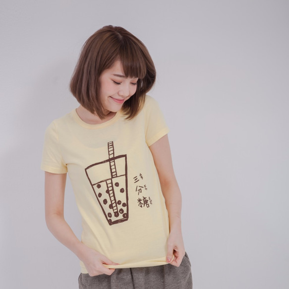 パールミルクティー Taiwan Bubble Tea Cotton T-shirt 砂糖のサード 2枚目の画像