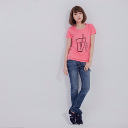 パールミルクティー Taiwanese Bubble Tea peach cotton T-shirt 3枚目の画像
