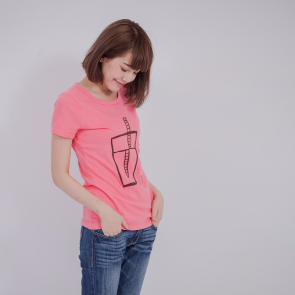 パールミルクティー Taiwanese Bubble Tea peach cotton T-shirt 4枚目の画像