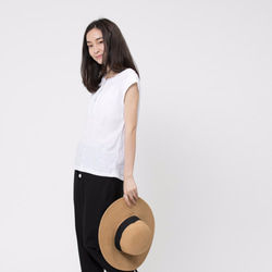 Henley Cotton Cap Sleeve T-shirt /White 7枚目の画像