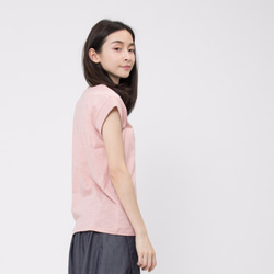 Henley Cotton Cap Sleeve T-shirt /Pink 8枚目の画像