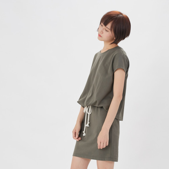 French terry drawstring dress / Green Project 008 3枚目の画像