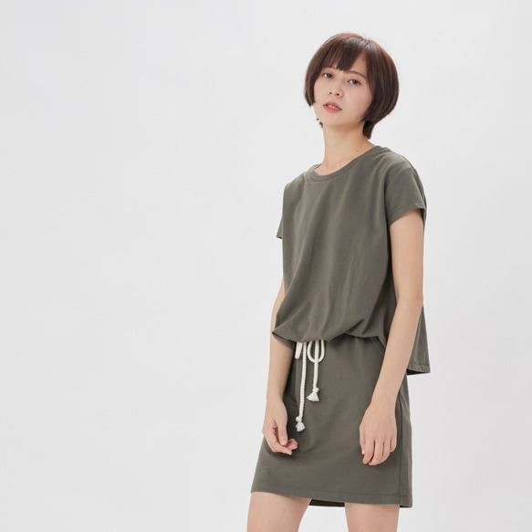 French terry drawstring dress / Green Project 008 5枚目の画像