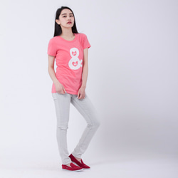 You and Me・ピーチ起毛ソフトコットン・半袖・レディースTシャツ、Rose Pink 3枚目の画像