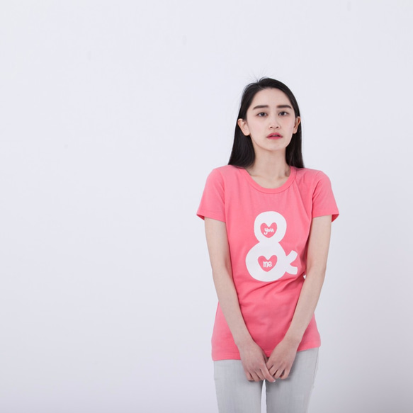 You and Me・ピーチ起毛ソフトコットン・半袖・レディースTシャツ、Rose Pink 6枚目の画像