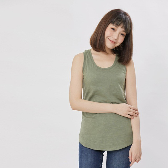 U Neck Cotton Tank Top /Green 7枚目の画像