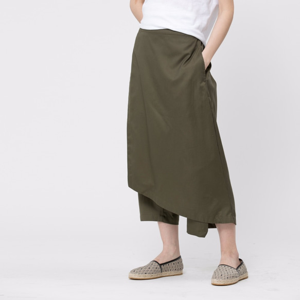 Hayden低グレード綿の手作りスカートズボン  /Olive Green 7枚目の画像