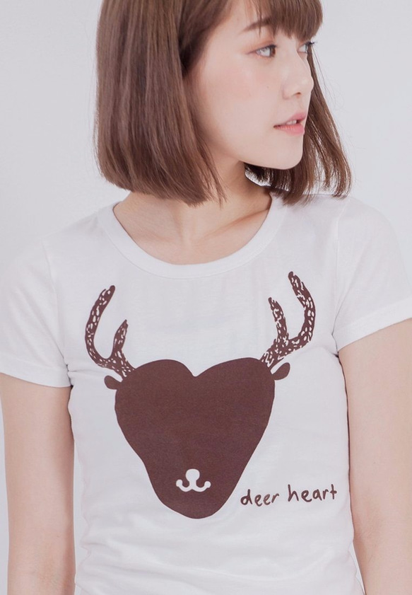 Deer Heart 短袖 蜜桃棉 女T 白色 第5張的照片