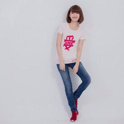 LOVE 好きです・ピーチ起毛ソフトコットン・半袖・レディースTシャツ、Rose Pink 5枚目の画像