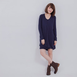 Kimberly Single Jersery Double layer skirt dress/ Navy 4枚目の画像