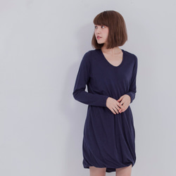 Kimberly Single Jersery Double layer skirt dress/ Navy 6枚目の画像