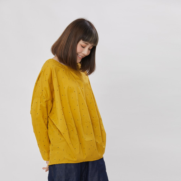 【6折】Namiya 球型長袖棉質上衣/黑點黃 第5張的照片