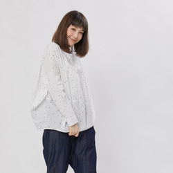 Namiya Balloon Shape Cotton Print Top White 2枚目の画像