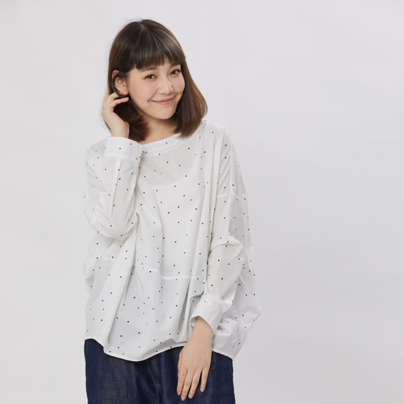 Namiya Balloon Shape Cotton Print Top White 8枚目の画像