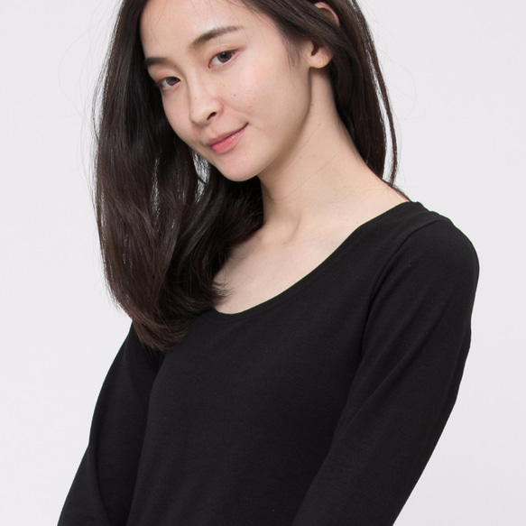 Brush Fleece Thermal Inner Shirt Dress Black 4枚目の画像