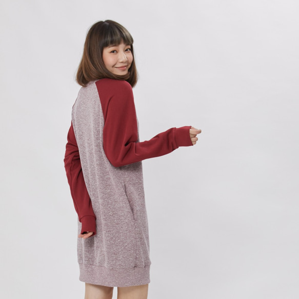 French terry long sleeve sweat dress / Burgundy 3枚目の画像