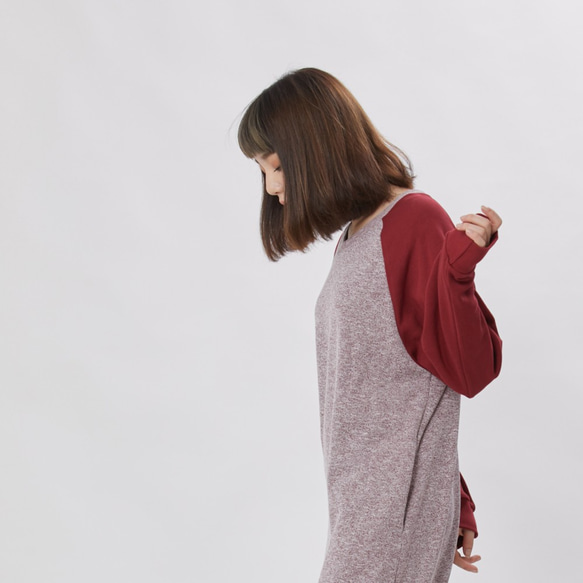 French terry long sleeve sweat dress / Burgundy 8枚目の画像