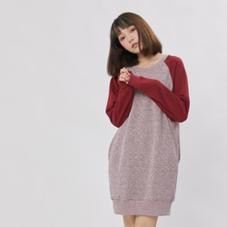 French terry long sleeve sweat dress / Burgundy 9枚目の画像