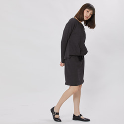 Smart Cozy French Terry Long Sleeves Drawstring Dress Grey 2枚目の画像