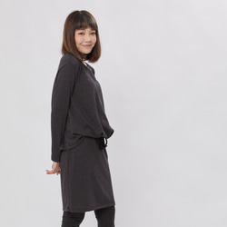 Smart Cozy French Terry Long Sleeves Drawstring Dress Grey 3枚目の画像