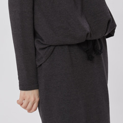 Smart Cozy French Terry Long Sleeves Drawstring Dress Grey 6枚目の画像