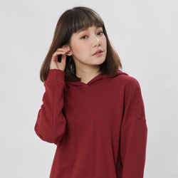 Barbara French Terry Hoody Sweat Shirt with Pock / Burgundy 7枚目の画像