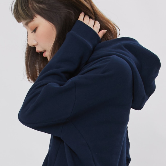 Barbara French Terry Hoody Sweat Shirt with Pock / Navy 2枚目の画像