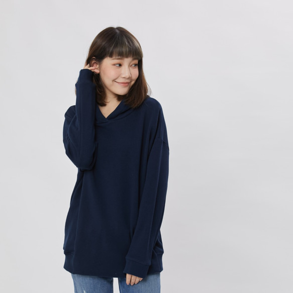 Barbara French Terry Hoody Sweat Shirt with Pock / Navy 8枚目の画像