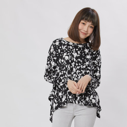 Nina Draped Print Soft Top / Black Stone 4枚目の画像