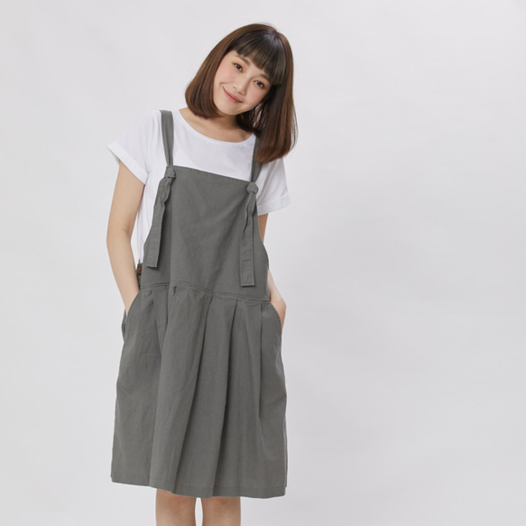 デニム JUMPER SKIRT/grey green 2枚目の画像