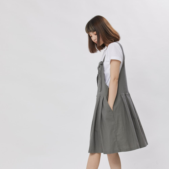 デニム JUMPER SKIRT/grey green 5枚目の画像